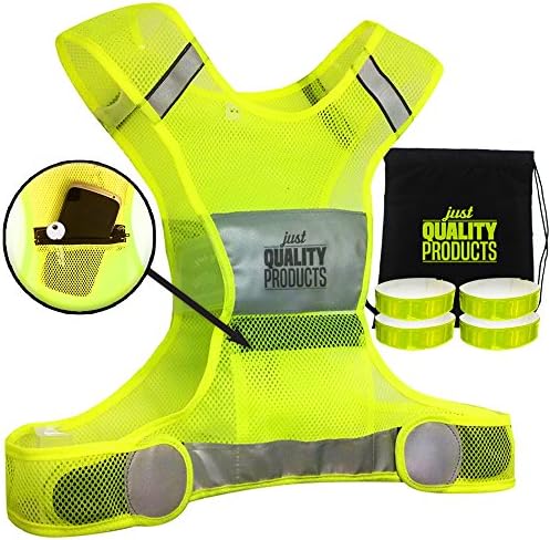 Reflective Vest Set with Zippered Pocket and 3-M Armbands 6-Pc and Bag. Perfect For Safety Cycling, Biking, Running, Jogging, Dog Walking. Premium Quality (Large / Extra Large).