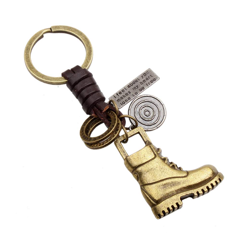 LKMY Keyring with Skateboard Shoes/Boot/Hat Gift |Leather Home Vintage Pendant Keychain for Men and Women | Girl & Boy Cute Best Friend Personalised Mini Pendant (Boot)