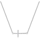 S.L JEWELERY S 14K Gold Plated Cross Necklace for Women Adjustable Sideways Cross Necklace for Women Cubic Zirconia Cross Pendant Gold Necklaces for Women Christian Gifts for Women