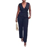 Salimdy Pant Suits for Women Dressy 2 Piece Business Casual Outfits Sexy Vest and Pants Set for Office Work