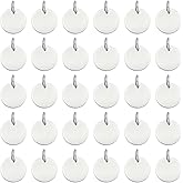 CRAFTYMELODY 30Pcs Stamping Blank Tags 10mm Stainless Steel Stamping Tag Charms with Hole Jump Rings Round Blank Tag Pendant for DIY Craft Jewelry Making Necklace Earring Bracelets Pet Name Tags