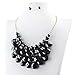 Jane Stone Fashion Bubble Layered Necklace Floating Teardrop Collar Statement Jewelry for Women(Fn0580-Black)