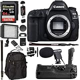 Canon EOS 5D Mark IV DSLR Camera Body + 5D IV Camera Grip + 64GB Memory Card + Microphone + Polaroid 160 LED Video Light + 72” Monopod + SLR Backpack Accessory Bundle
