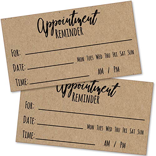 200 Appointment Reminder Cards Kraft Style for Business, Hair Salon, Dental Office, Massage
