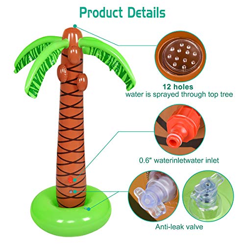 Juboury Palm Tree Sprinkler Inflatable Palm Tree Water Toys - Outdoor Inflatable Ginormous Palm Tree Yard Sprinkler for Kids