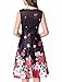 Noctflos Women's Vintage 1950s Floral Print BoatNeck Swing Cocktail Tea Dress