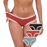 ANLIQI Cotton Underwear for Women Soft Lace Trim Hipster Panties Low Rise Bikini Undies Multipack