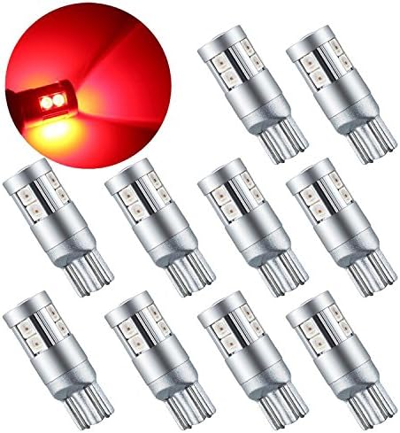Lesercfbry 2 pcs LED Red Car Light Bulbs T10 W5W Wedge 9SMD 3030 Super Bright LED Light bulbs W5W 2825 158 192 168 194 trucks 12v-24V