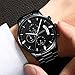 KASHIDUN Men's Watches Luxury Sports Casual Quartz Wristwatches Waterproof Chronograph Calendar Date Stainless Steel Band Black Color 839-QHYDgd