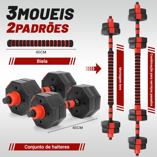 Halteres 10kg, Alteres para Musculação, Halteres 6 em 1 Alteres para Musculação, 10KG Kit com Kettlebell, Halter, Kit Alteres, Pesos para Exercícios em Casa