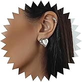 Allereyae Boho Gold Metal Heart Earrings Love Heart Stud Earrings Minimal Love Earring Hearts Shape Stud Earring Jewelry for Women