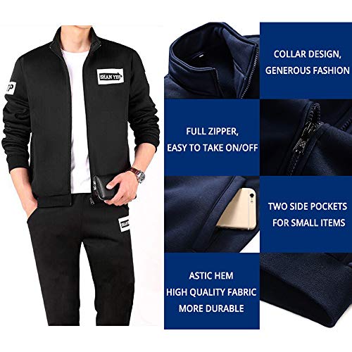 MANTORS Men's Full Zip Tracksuit Casual Jogging Sweat Suits D75 Blue 2XL
