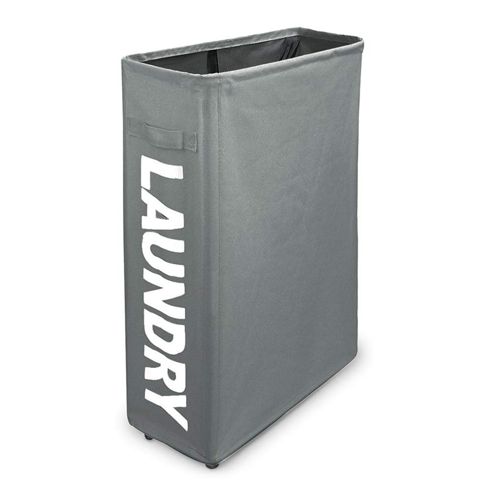 XIFIRY Slim Rolling Laundry Hamper Collapsible Thin dirty Laundry Basket Foldable Dirty Clothes Sorter and Organizer with wheels (Grey)