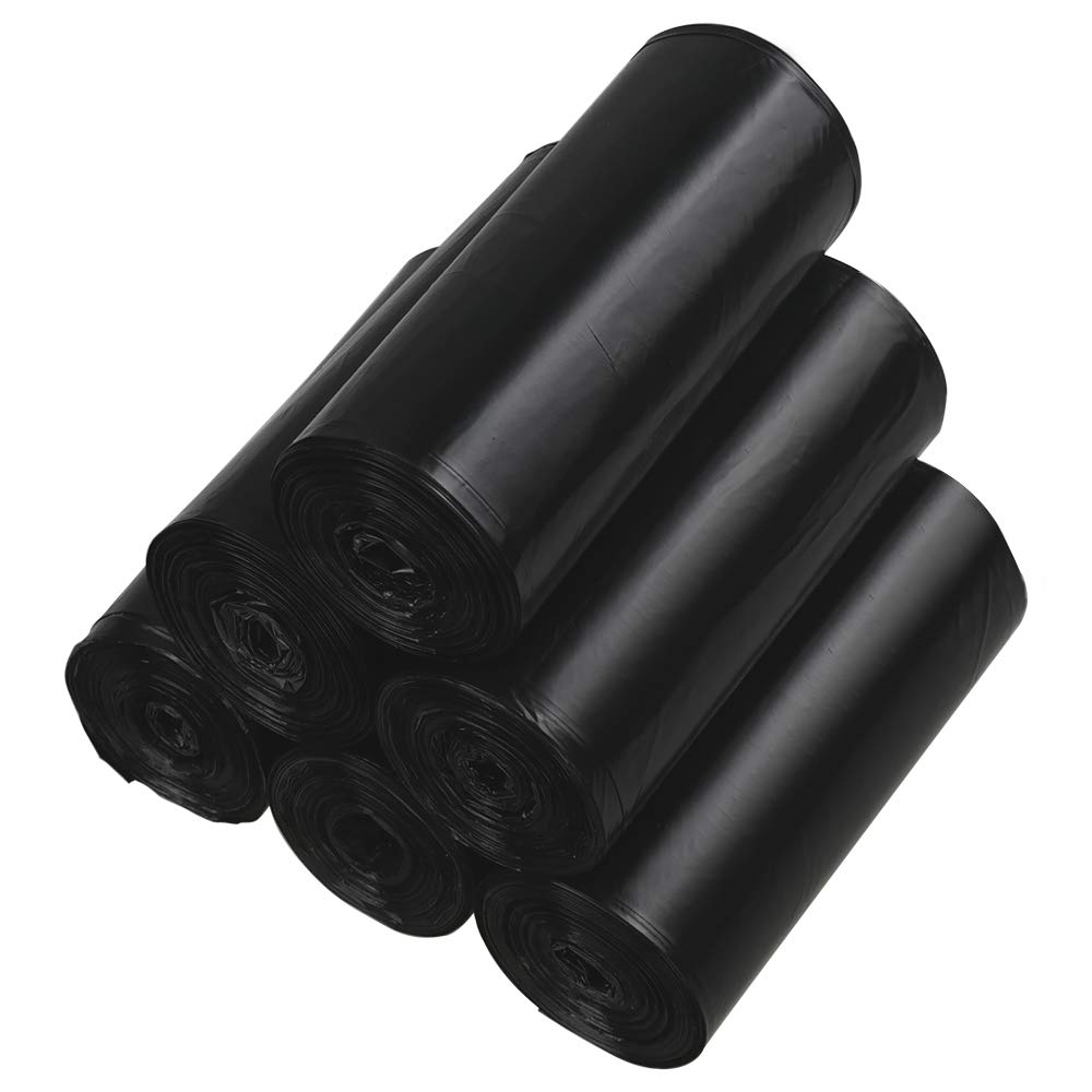 Qshape 10 L Black Trash Bin Liners, Bin Bags, 6 Rolls, 25 Bags Per Roll