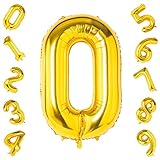 Gold 0 Balloons,40 Inch Birthday Foil Balloon Party