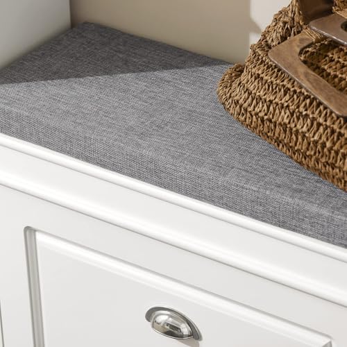 SoBuy Narrow Shoe Cabinet Bench with Flip Drawer Storage - Modern Entryway Shoe Bench with Storage, Space Saving Wooden Shoe Rack Cabinet with Padded Cushion Seat - Ideal for Hallway, Entryway