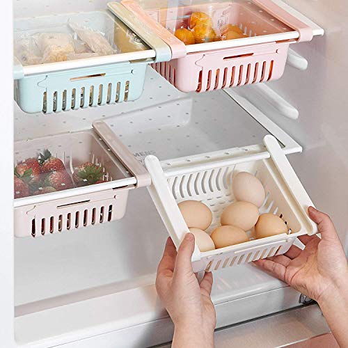 HapiLeap Cassetti per Frigoriferi, Organizer per Cassetto per Frigorifero a Scomparsa Scatola per Conservare il Frigorifero Mantieni il Frigorifero in Ordine (4 Pack)