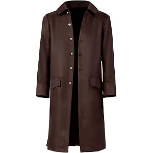 Xiaojmake Steampunk Victorian Frock Coat for Mens Colonial Jacket Duster Western Cowboy Jackets Mid Long Leather Trench Coat