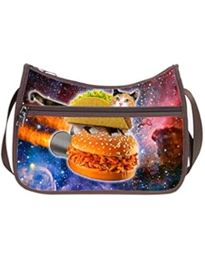 JIUDUIDODO Oxford Fabric Custom Funny Cat Cross Body Hobo Handbags Casual Bags (Twin Sides)