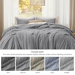 Bedsure Boho Comforter Set Full - Grey Tufted