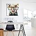 SEVEN WALL ARTS -Pig Canvas Wall Art Smart Pig with Glasses Pop Art Hand Painted Colorful Animal Piggy Canvas Artwork for Kids Room Home Office Decor 24 x 24 Inch