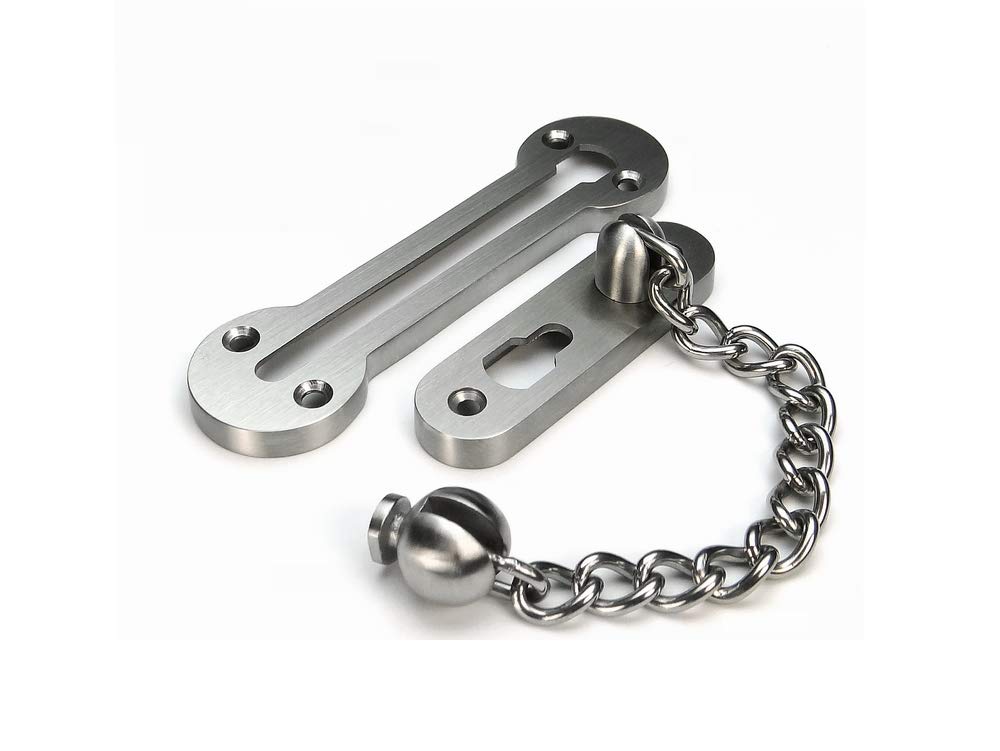 VIBORG Solid SUS304 Stainless Steel 3MM Extra-Thick Casting Heavy Duty Door Chain External Front Door Restrictor Limiter Security Lock Safety Guard Chain for Wooden and UPVC Doors EK-07A