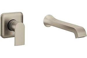 Genta LX Brushed Nickel Single Handle Wall Mount Tub Filler High Flow Tub Faucet with 10" Spout Reach, WT901BN