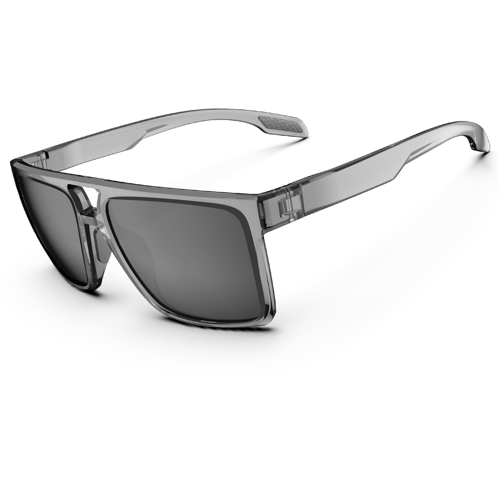 Sunglasses Men Women Polarized Sports Sunglasses Lightweight TR90 Frame 100% UV Protection Sun Glasses Driving Fishing Hiking Running Golf, Clear Gray & Grey