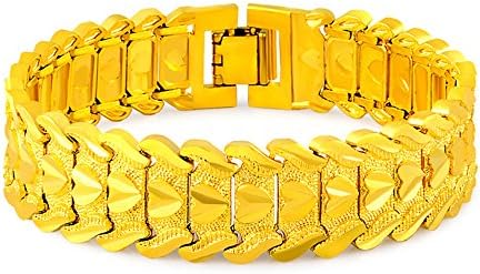 NaivoWrist Chain 24k Gold Plated Noble Men's Women's Bracelets Fashion Bangle (106)