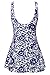 wantdo Women's Plus Size One Piece Swimsuit Tummy Control Modest Bathing Suit Flower Print Swimdress with Skirt
