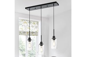 TODOLUZ Pendant Light Fixtures, 3-Lights Adjustable Modern Hanging Light with Seeded Glass, Kitchen Island Lighting for Over Table Dining Room