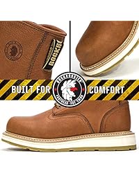 ROCKROOSTER Work Boots for Men, Soft Moc Toe, Arch Support, Poron XRD, Coolmax, EH, Wedge Sole, Safety Shoes, AP615