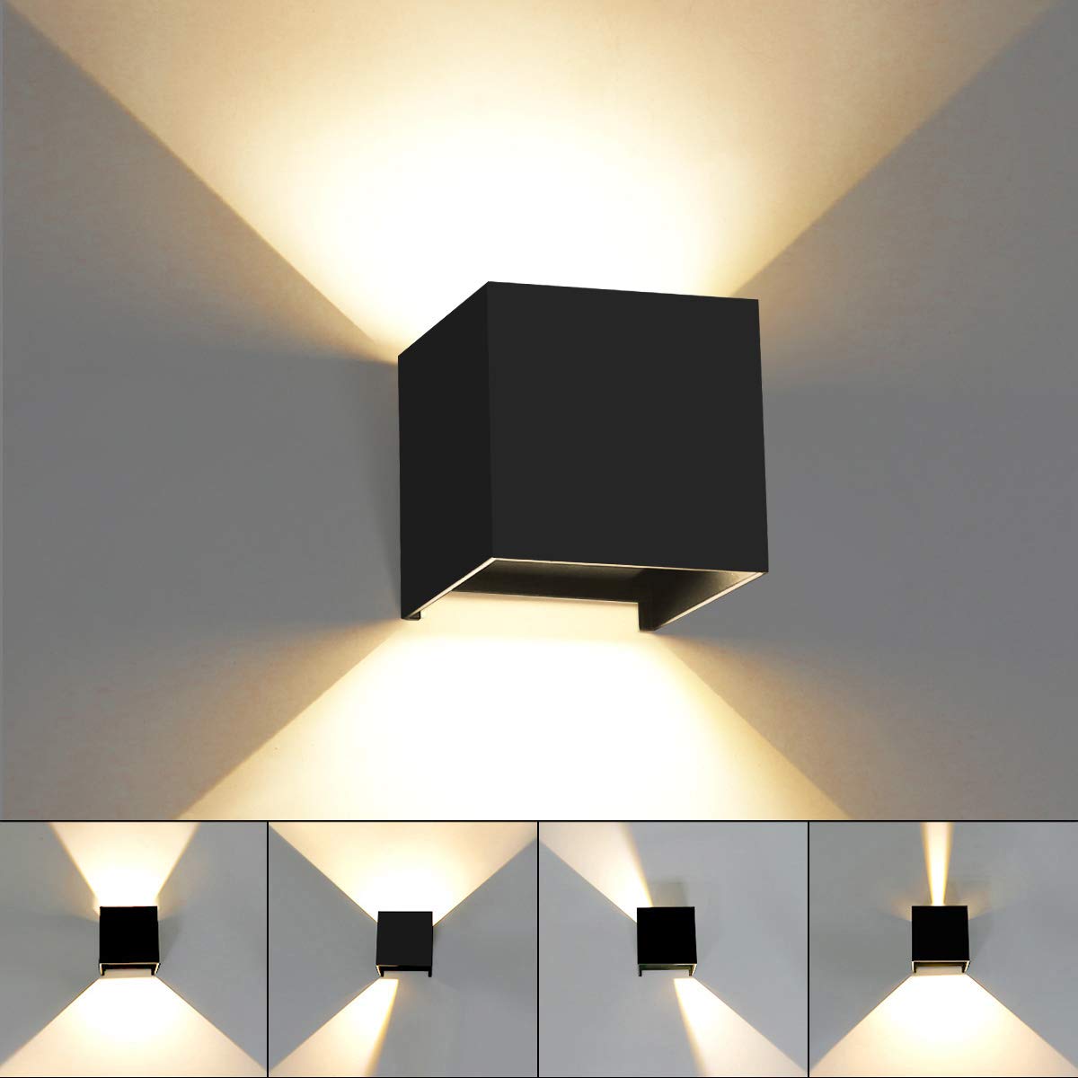 HAWEE Modern Wall Lamp LED Wall Light Up and Down Adjustable Beam Angle Aluminum Wall Wash Light Waterproof IP65 Indoor Outdoor for Bathroom Bedroom Corridor Living Room Stairs Garden, 12W 3000K