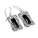 Ornate Rectangle 925 Sterling Silver & Faceted Black Onyx Gemstone Dangle Earrings with French Wire Hooks