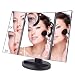 Makeup Vanity Cosmetic Mirror 21 LED Lights, LED Lighted Table Makeup Mirror Touch Screen, Portable Travel Cosmetic Mirror 3X/2X Magnification Detachable (Black)