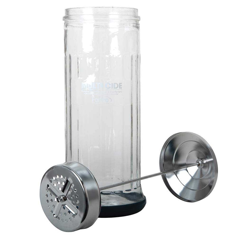 ForPro Multi-Cide Tall Glass Jar, for All Hairstyling Tools Including Brushes, Combs & Shears, 37 oz