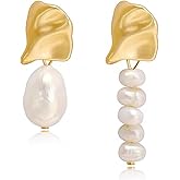Elegant Pearl Flower Drop Earrings for Women, Cute Small Everyday Flower Pearls Dangle Earring Gift