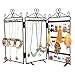 MyGift 3-Panel Folding Metal Jewelry Hanger Stand with Scrollwork Heart Design, Black