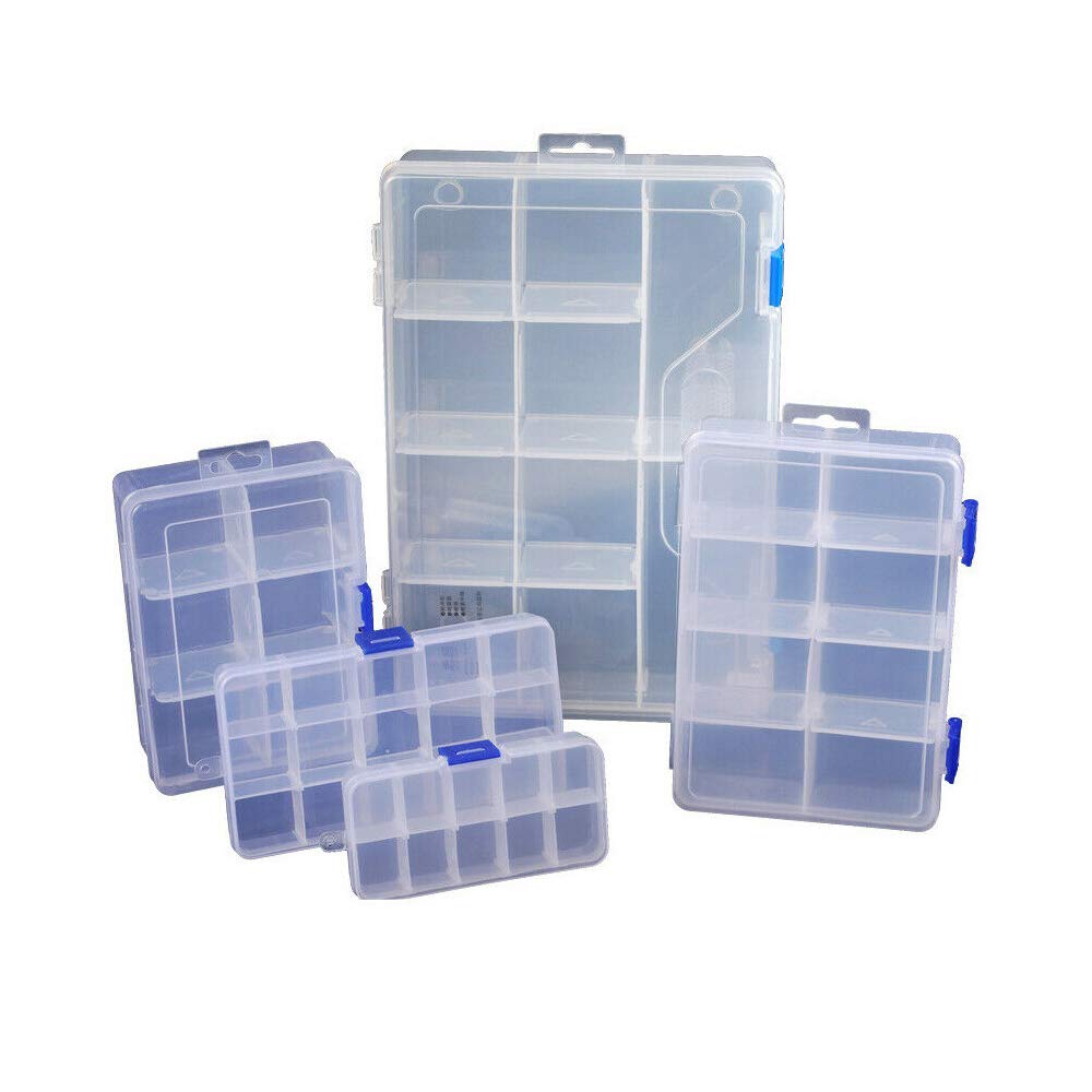 Plastic Clear Parts Storage Box POWERTOOL 1Pcs PP Organizer Box for Earrings, Jewellery Making Tool, Beads and Small Accessories (10Grids)