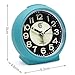 JCC Charming Luminous Small Round Handheld Size Non Ticking Quartz Bedside Desk Clock Travel Alarm Clock with Light Night, Snooze Function - Battery Operated (Matte - Blue)