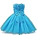 NNJXD Girl Sleeveless Lace 3D Flower Tutu Holiday Princess Dresses Size 2-3 Years Blue