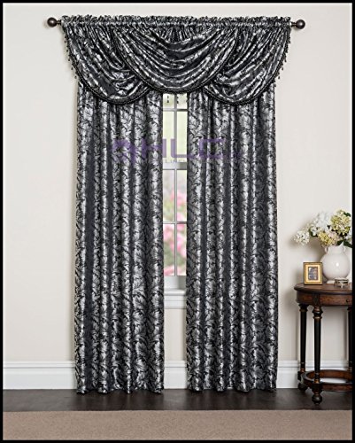 HLC.ME Caroline Jacquard Leaf Window Curtain Panel - 84