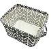Mziart Stylish Cotton Fabric Small Storage Basket with Handle, Foldable Sundry Book Toy Cosmetic Storage Organizer Box for Home Office Shelves & Desk (Grey Arrows)