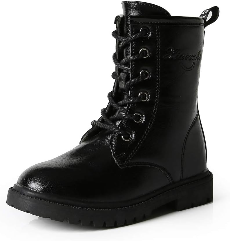 WUIWUIYU Kids' Girls' Boys' Fashion Lace-up Side Zipper Ankle Boots Winter Booties(Little Kids/Big Kids)