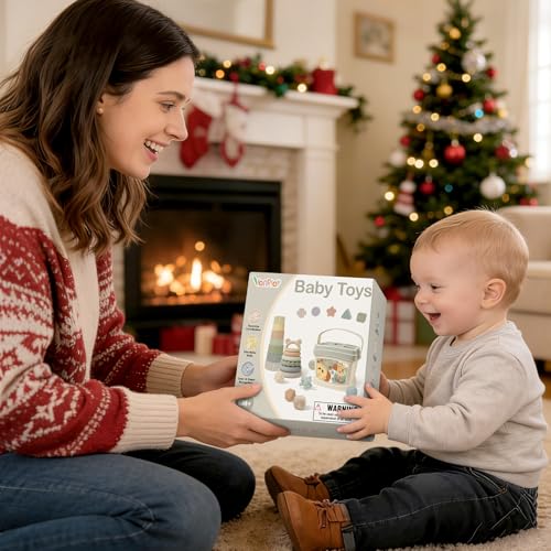 Vanplay Juguetes Bebes 6-12 Meses, Juguetes Montessori 4 en 1 con Juguetes para Apilar y Encajar, Regalo Bebe 6-12 Meses