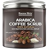 100% Natural Arabica Coffee Scrub, Best Stretch Mark, Acne &amp; Anti Cellulite Treatment, Helps Reduce Spider Veins, Eczema, Age Spots &amp; Varicose Veins - 12 Oz