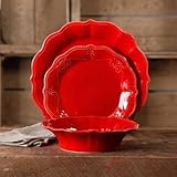 The Pioneer Woman Paige 12-piece Crackle Glaze Dinnerware Set Red by The Pioneer Woman (1, Red)