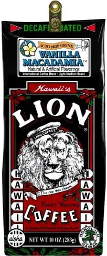 Hawaiian Value Pack Lion Coffee Ground Vanilla Macadamia Decaf 4 Bags
