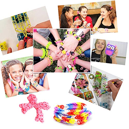 7600+ Rainbow Rubber Bands Loom Rubber Bands Set Includes: 6900 Quality Loom Rubber Bands 22 Unique Colors, 6 Crochet Hooks, 2 Y Loom , 500 Clips, 225 Beads, 30 Lovely Charms, 3Hair, 3Backpack Hooks