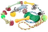 Dog Toy Set 10 Pack, Rope Ball and Chew Squeaky Toys for Small Medium Dog (Colors May Vary)